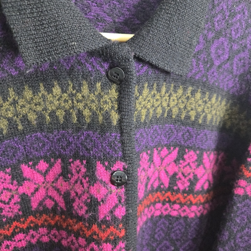 Heavy Knit Colorful Wool Cardigan - Picture 3 of 5